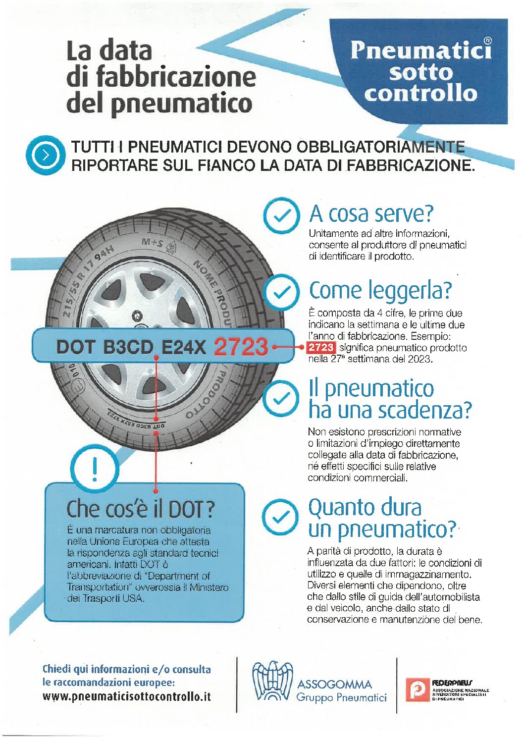 DATA DI FABBRICAZIONE DEI PNEUMATICI: ASSOGOMMA E FEDERPNEUS CHIARISCONO